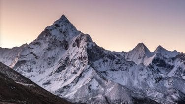 Snow-covered mountain landscape in Nepal’s Everest region