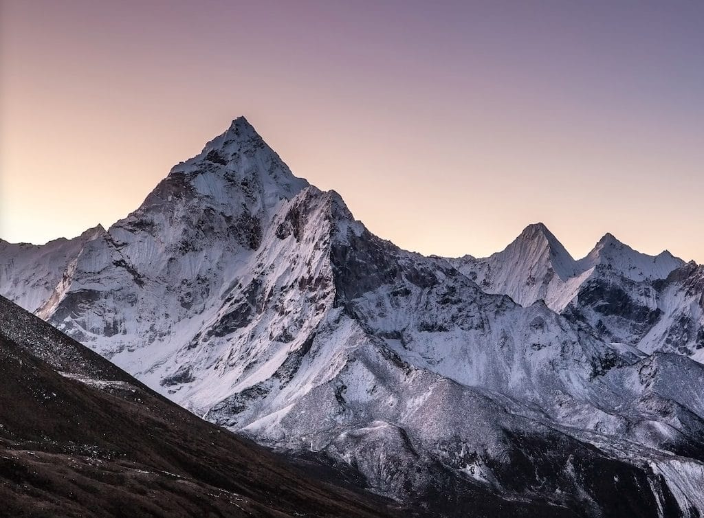 Snow-covered mountain landscape in Nepal’s Everest region