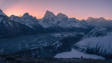 beautiful gokyo lake and everest range in the background
