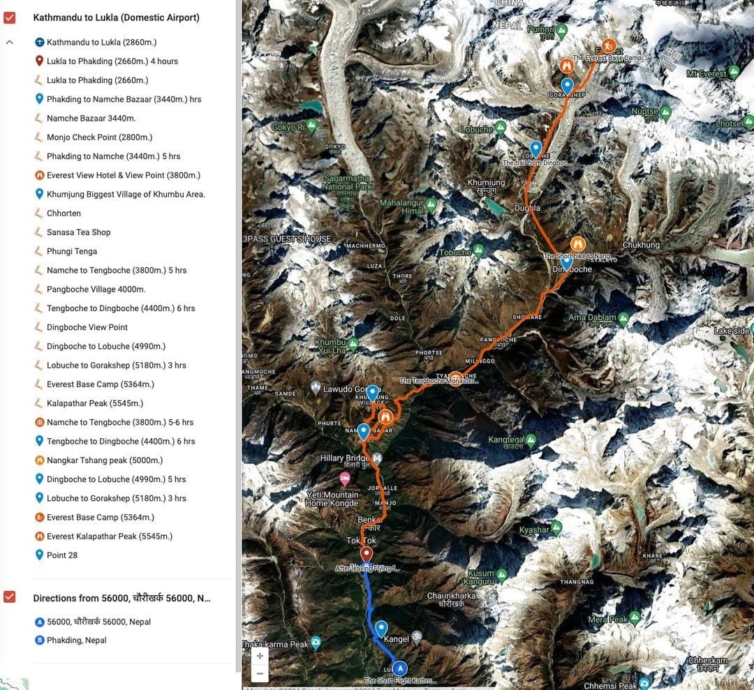 Everest Base Camp Trek Map