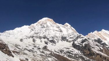 Annapurna Himalaya mountain view on a trekking route in Nepal