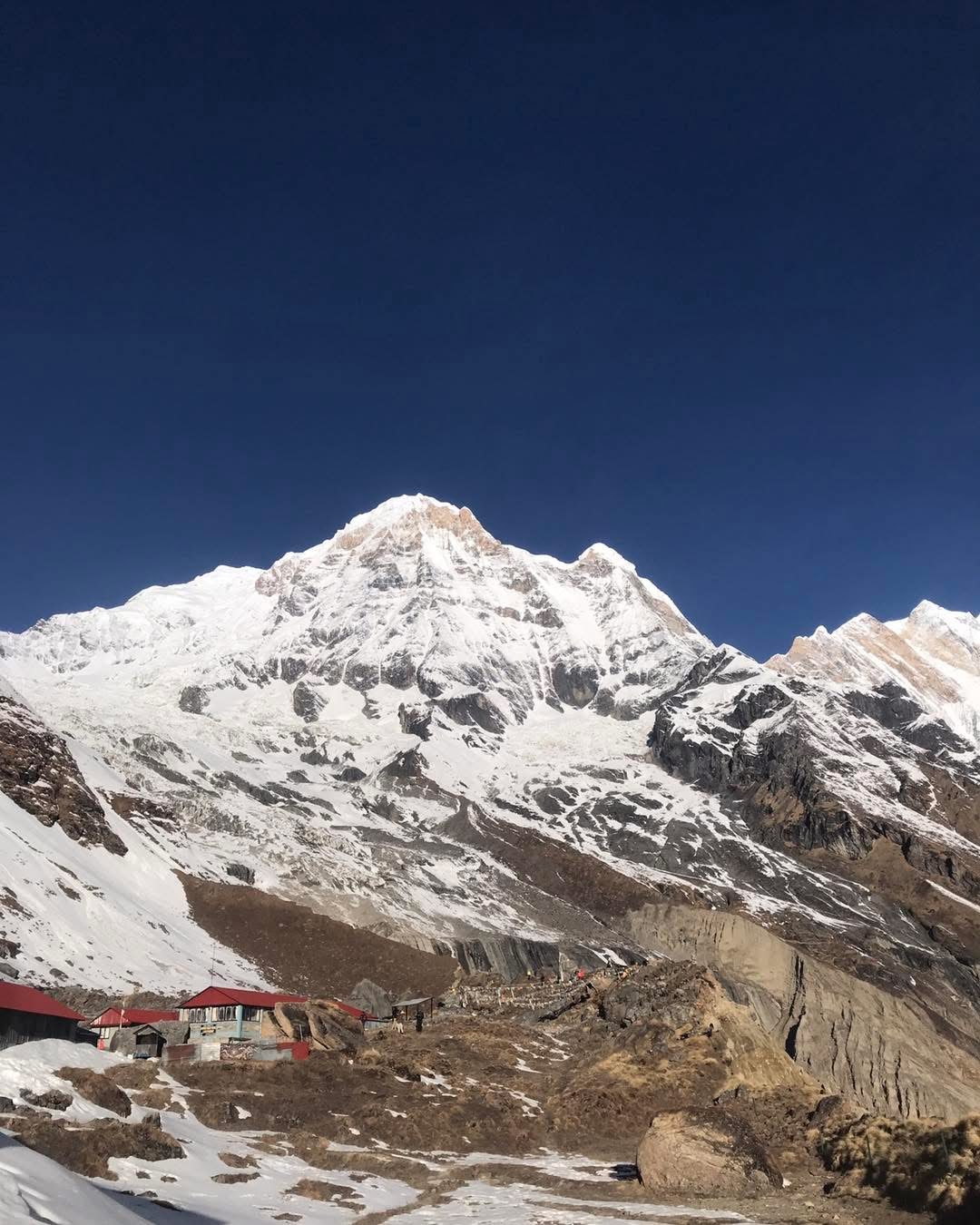 Annapurna Himalaya mountain view on a trekking route in Nepal
