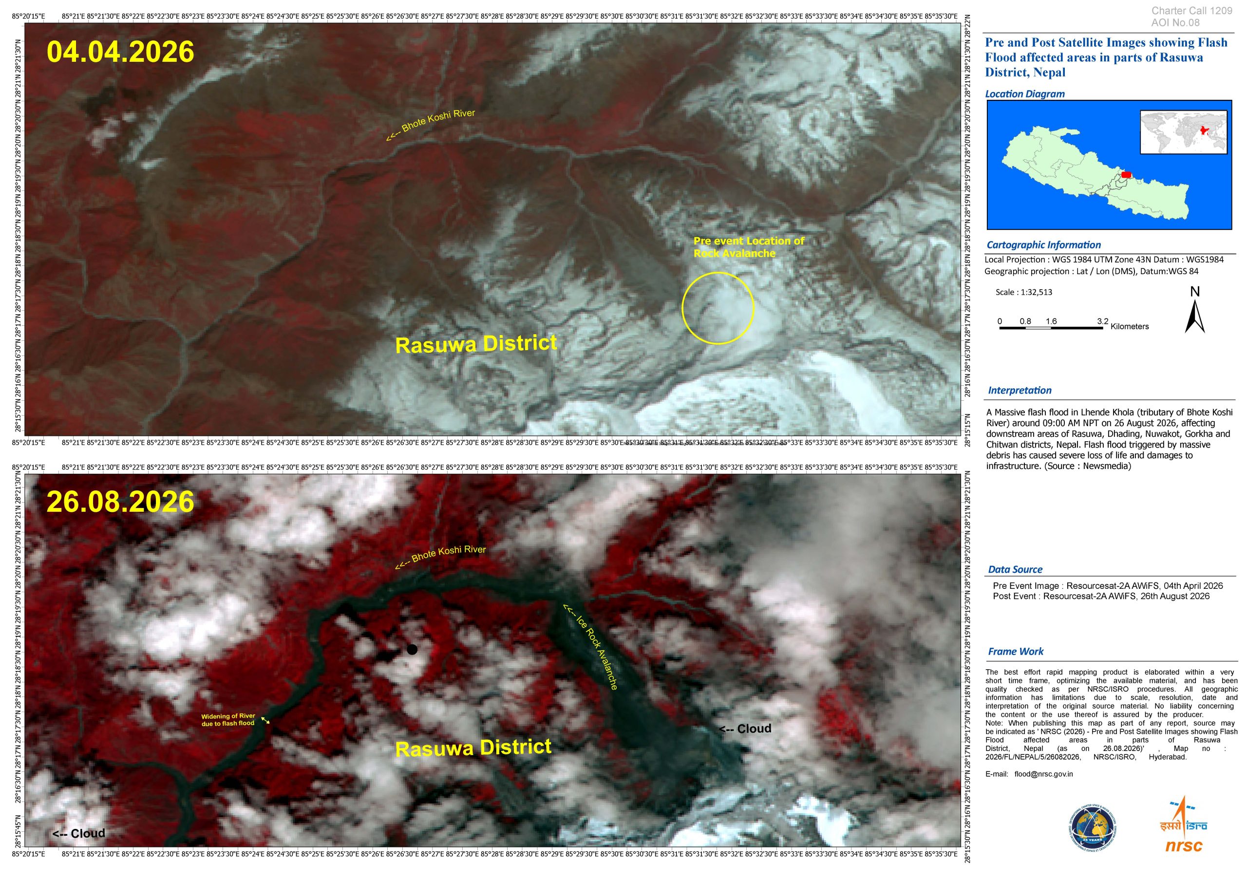 ESA satellite imagery showing the 2026 Nepal floods in the Himalayan river corridor.